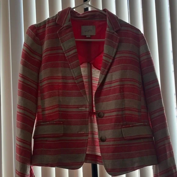 LOFT Pink and Tan Striped Blazer - Picture 3 of 6